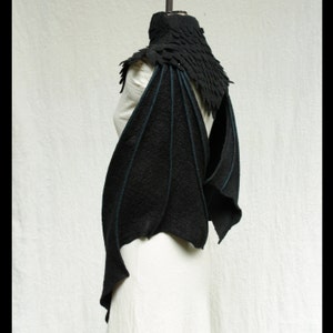 Black Dragon Wings - Hand Felted Merino Wool Wings - Wings Only image 6