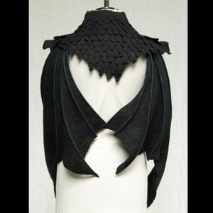 Black Dragon Wings - Hand Felted Merino Wool Wings - Wings Only image 3