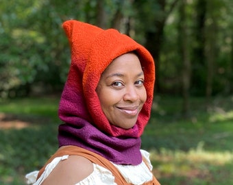 Hooded Cowl - Hand-Felted Merino Wool