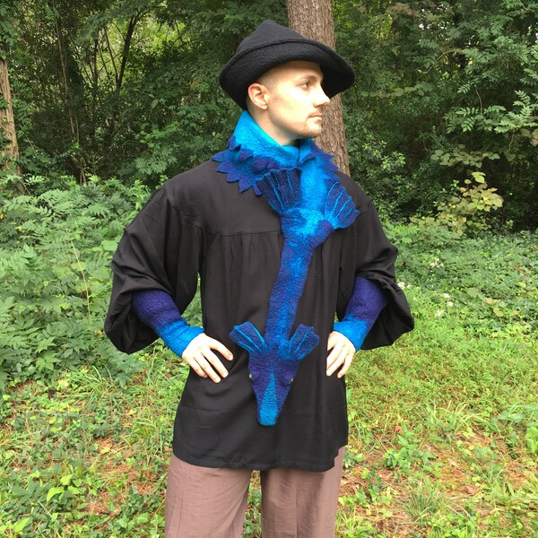 Foulard Ancient Dragon Soie 100% Noir Et Blanc Floral - Occasion Vintage En Bon état