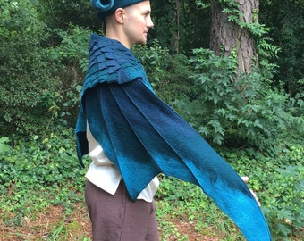 Topaz Blue Dragon Wings - Hand Felted Merino Wool - Wings Only