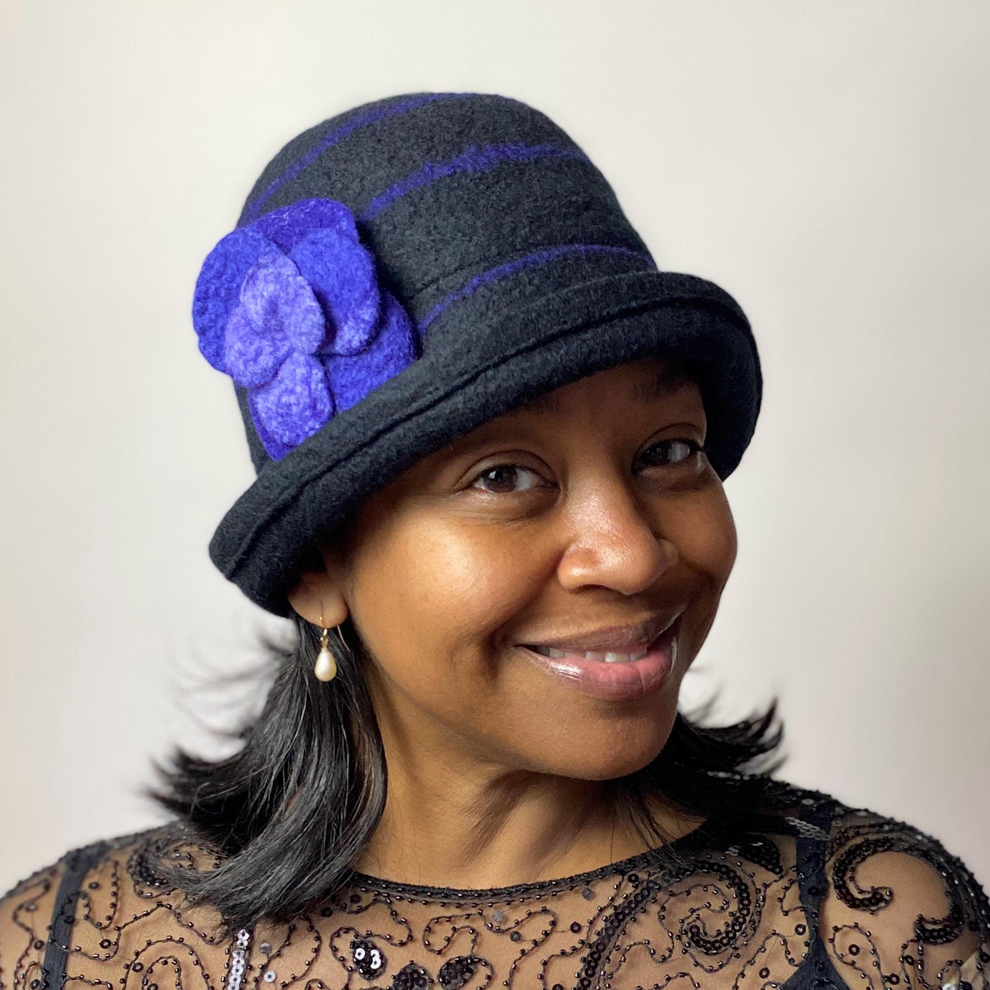 Wool Felt Cloche Hat in Periwinkle Blue Flower on Stem Detail Winter Retro Test drove my new cloche hat and I main image 4