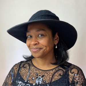 Black Wide Brimmed Ladies Hat - Vintage Inspired Hat - Hand Felted Merino Wool
