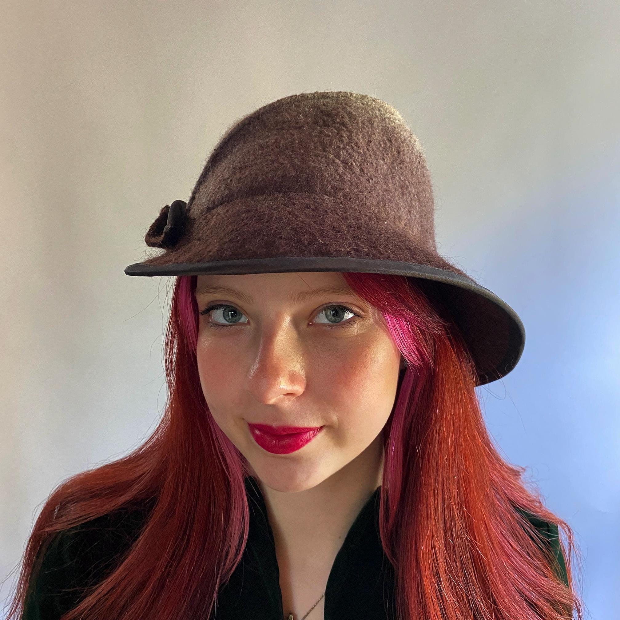 ブラウン オンブレ アシンメトリー つば付き レディース ハット ハーフ