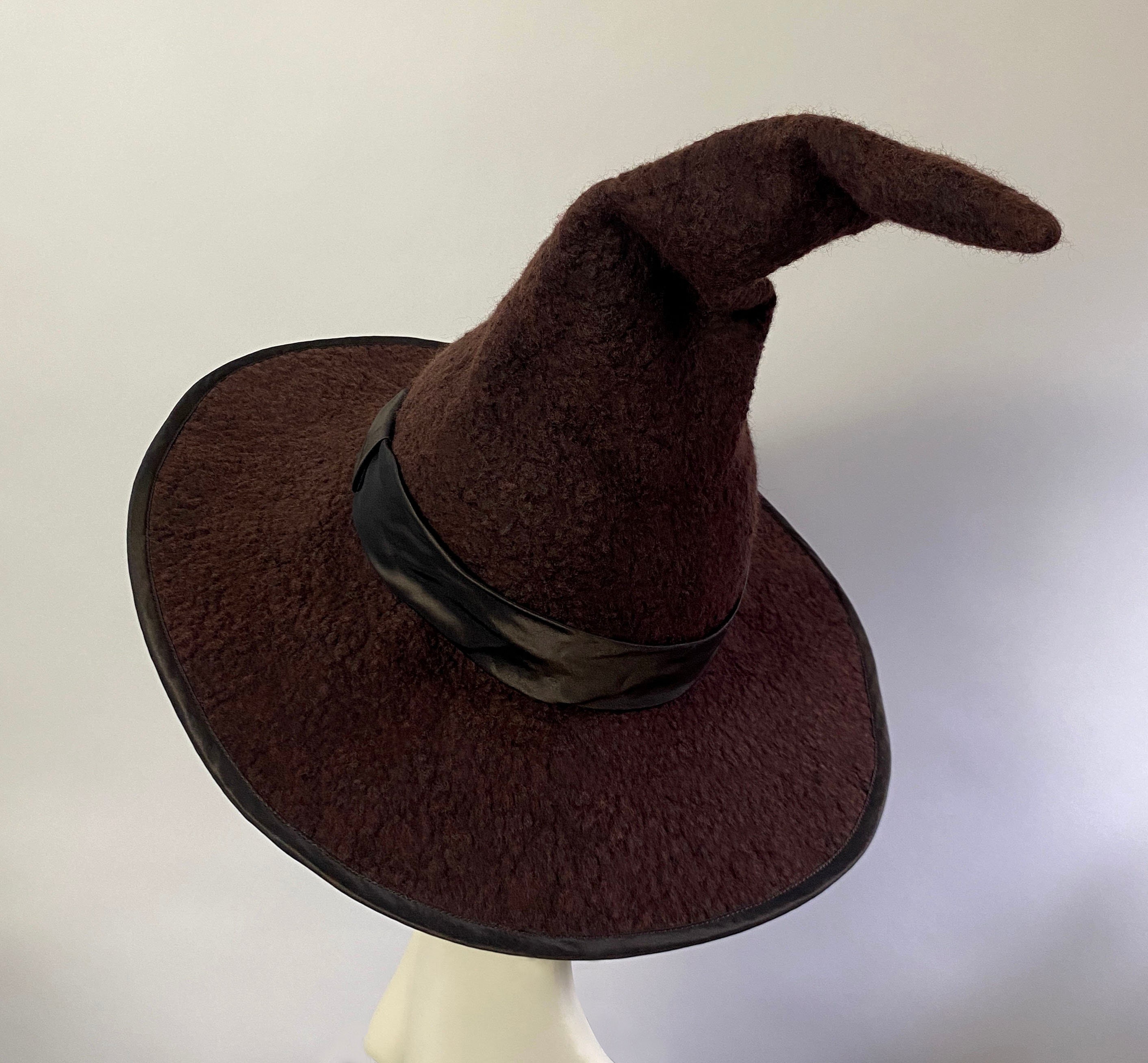 Brown Wide-brimmed Witch or Wizard Hat - Hand Felted Merino 
