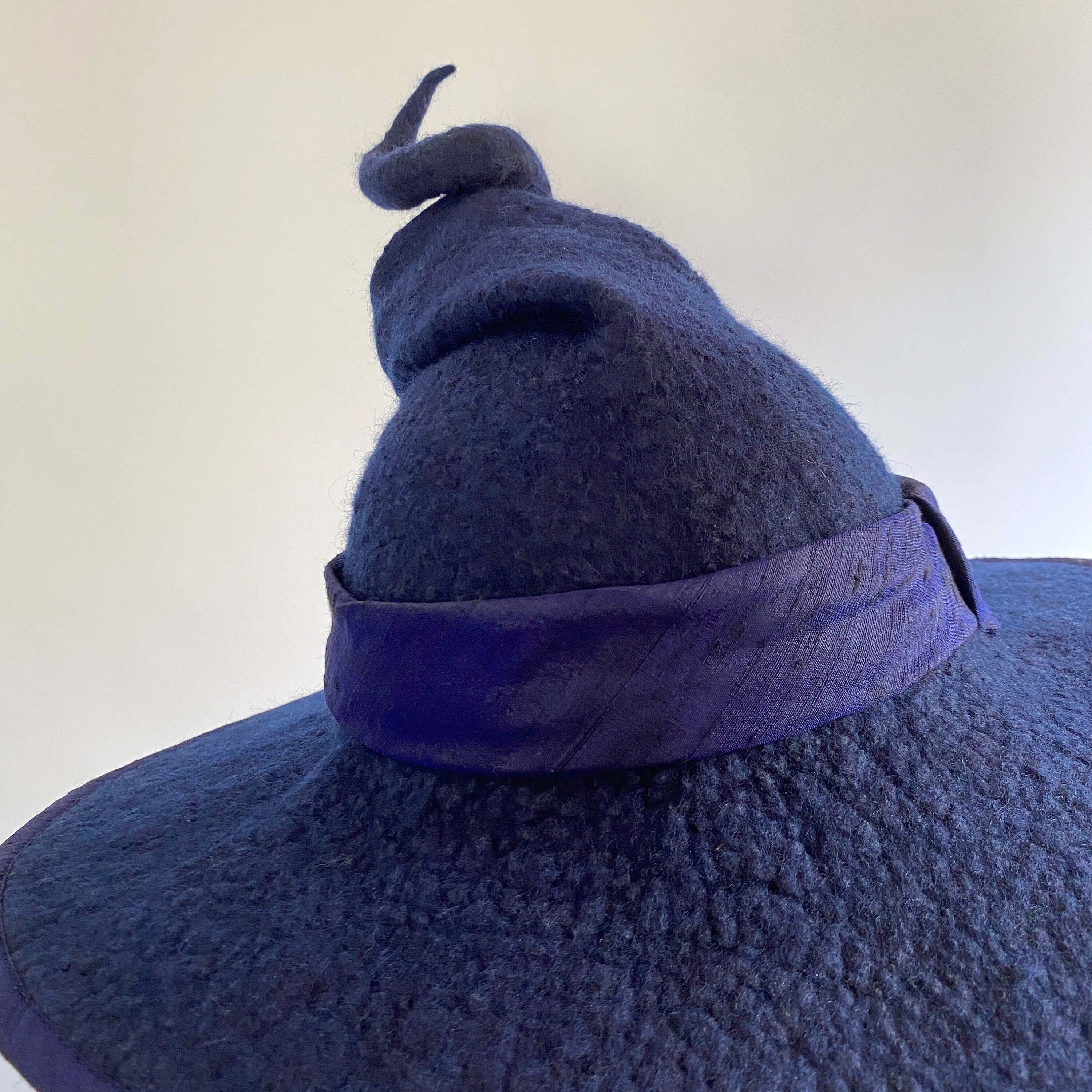 Witch Hat in Midnight Blue With Curly Point - Hand Felted  display picture 1