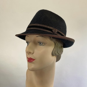 Black Stingy Brim Fedora Hat - Hand Felted Wool
