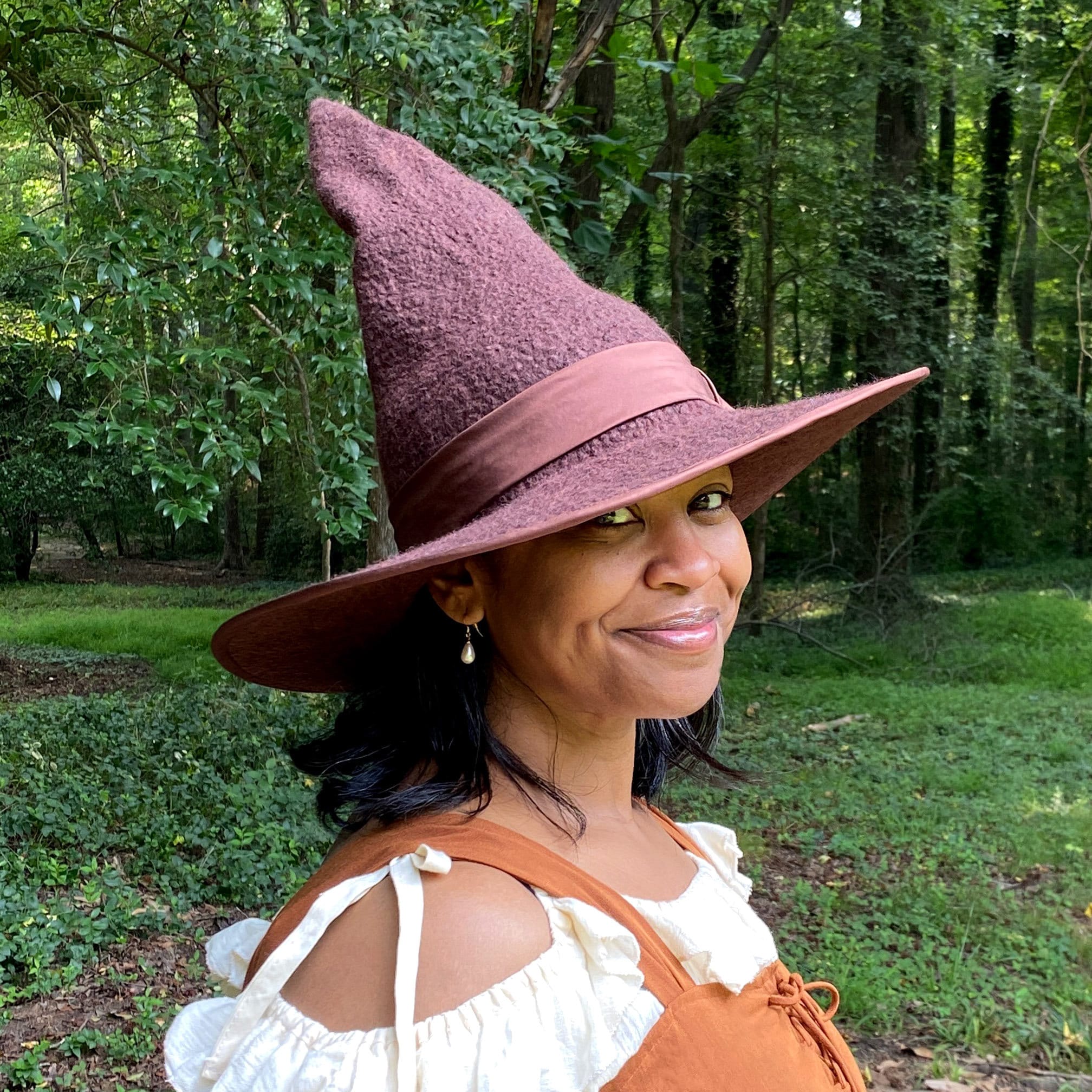 Brown Wide-brimmed Witch or Wizard Hat - Hand Felted Merino  display picture 1