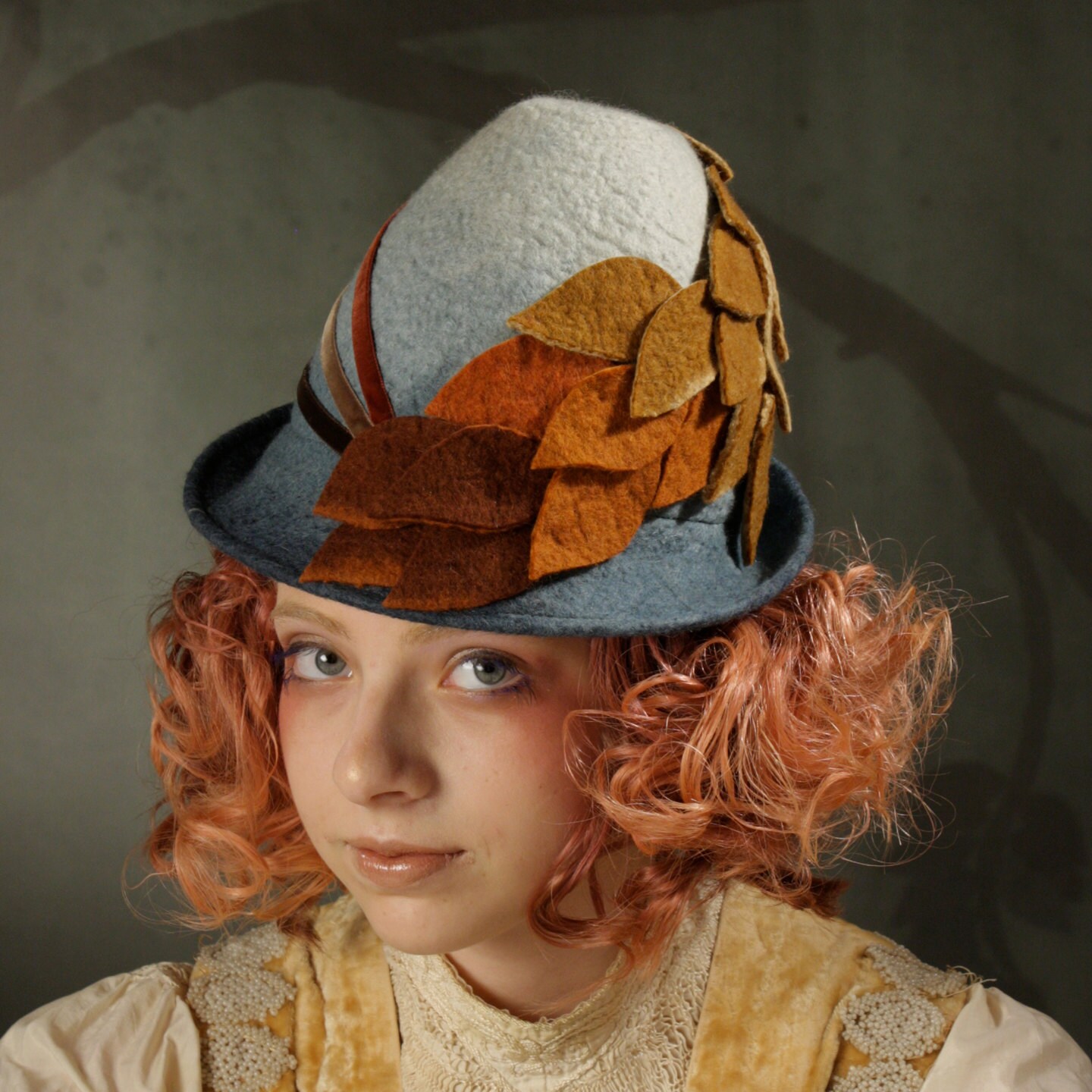 Blue Gray Ombre Victorian Perch Hat 