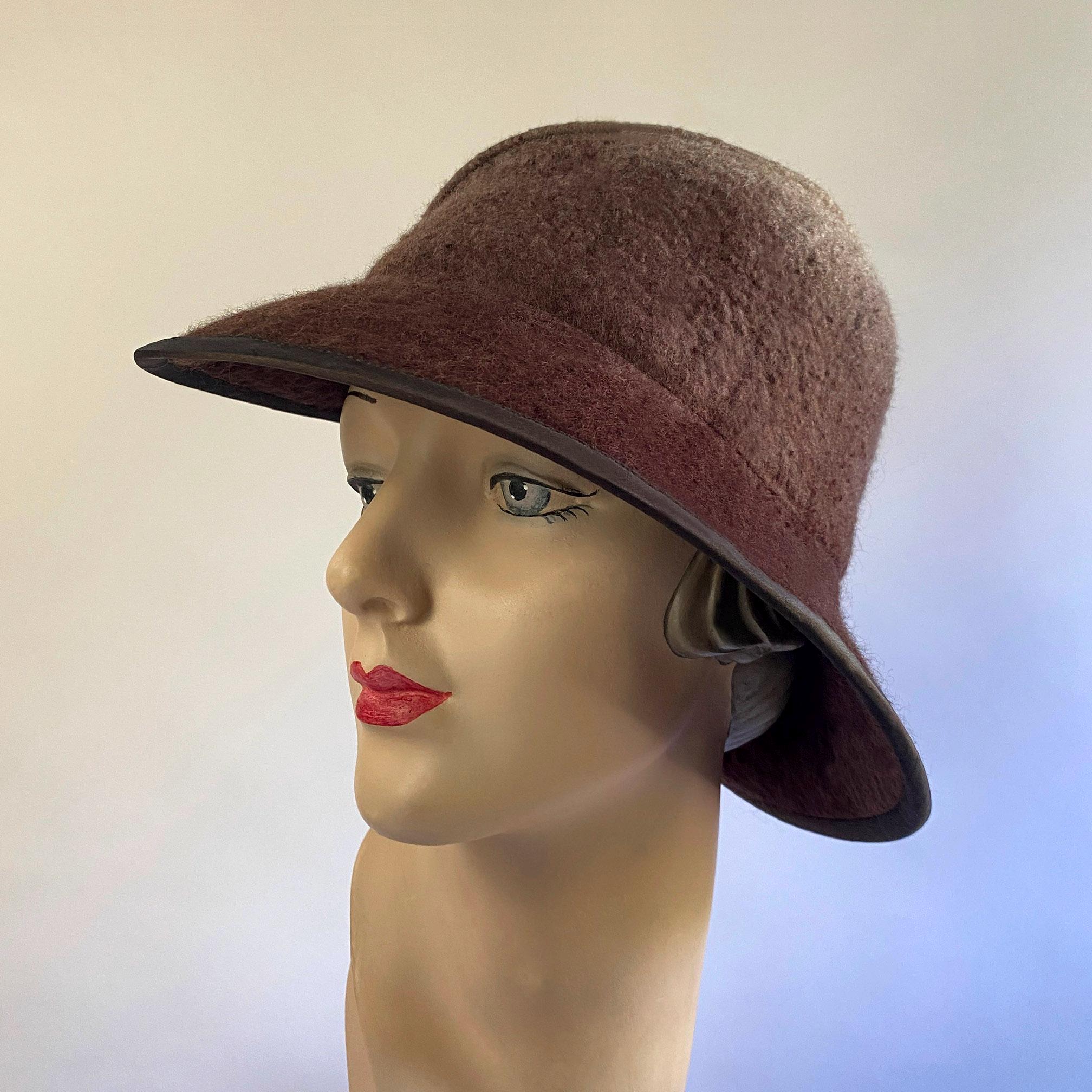 ブラウン オンブレ アシンメトリー つば付き レディース ハット ハーフ