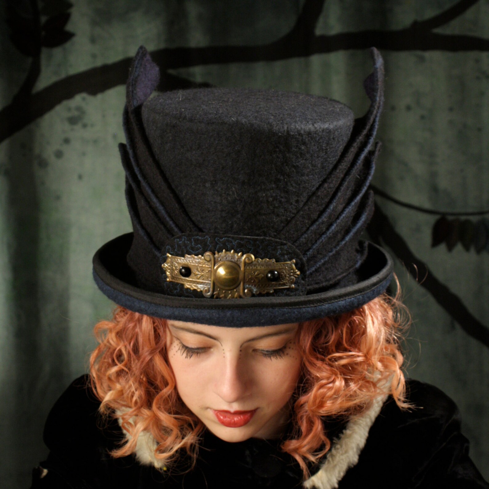 Black Dragon Wing Top Hat Mano fieltro Merino Wool Etsy