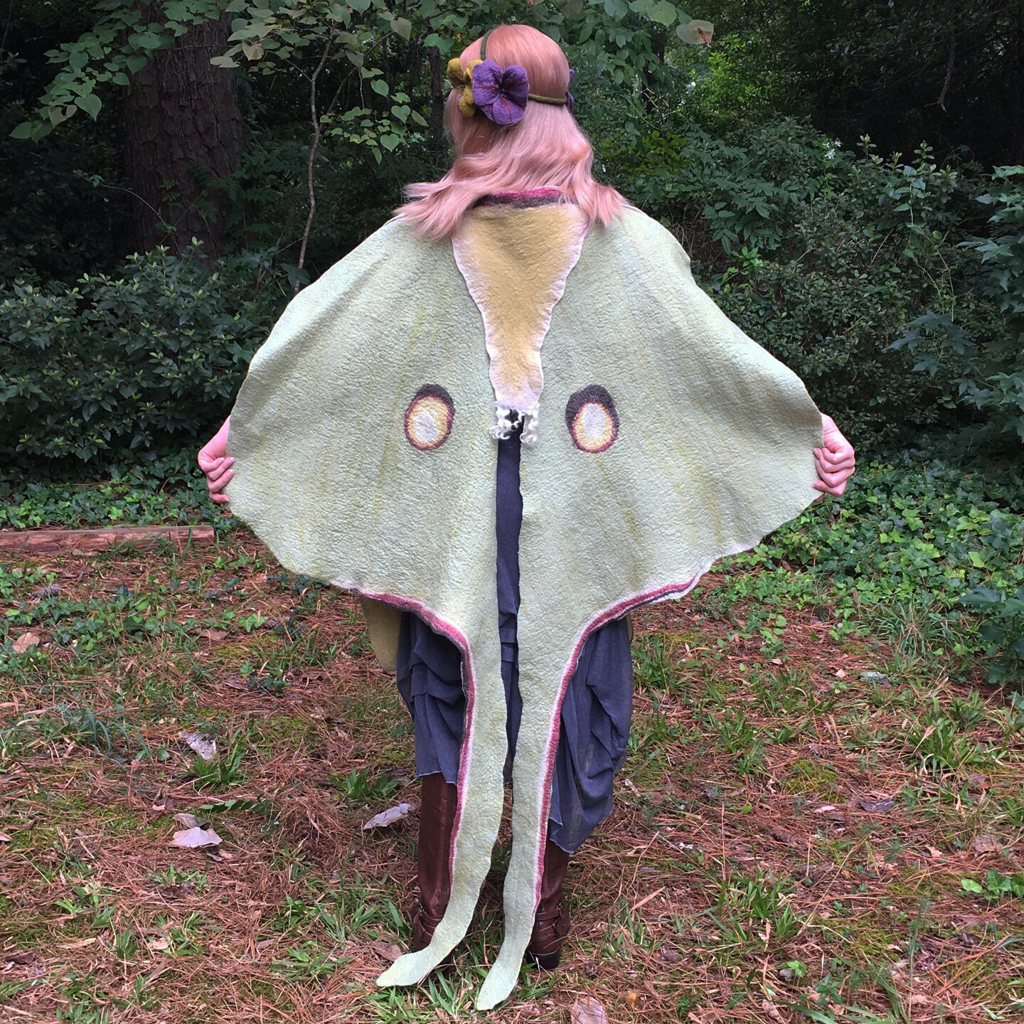 Luna Moth Cape Hand Felted Merino Wool Wings Etsy