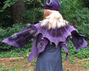 Purple Dragonfly Wings-Hand Felted Merino Wool