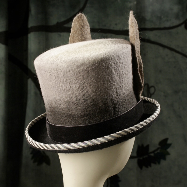 Top Hat With Rabbit Ears March Hare Top Hat Black and Gray Etsy