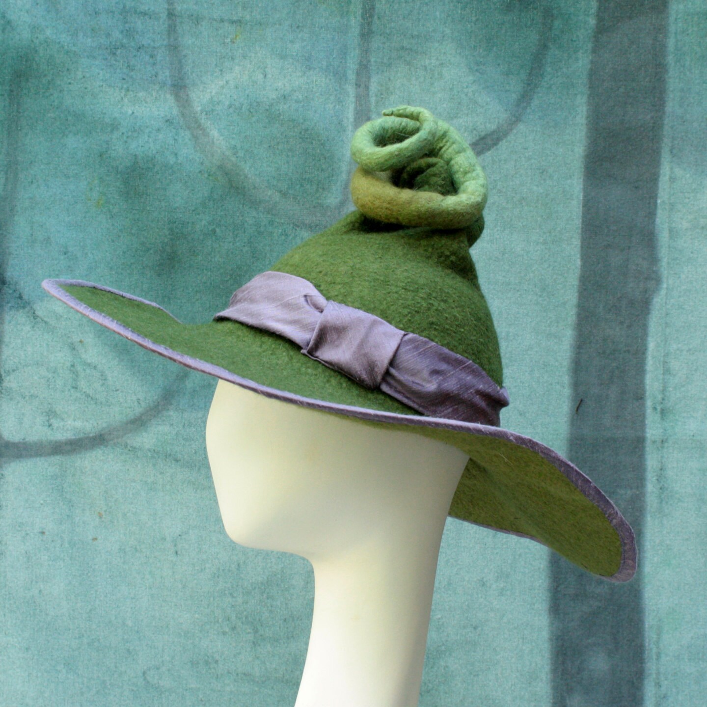 Witch Hat Green Witch Hat Wide Brimmed Witch Hat Pointed Etsy