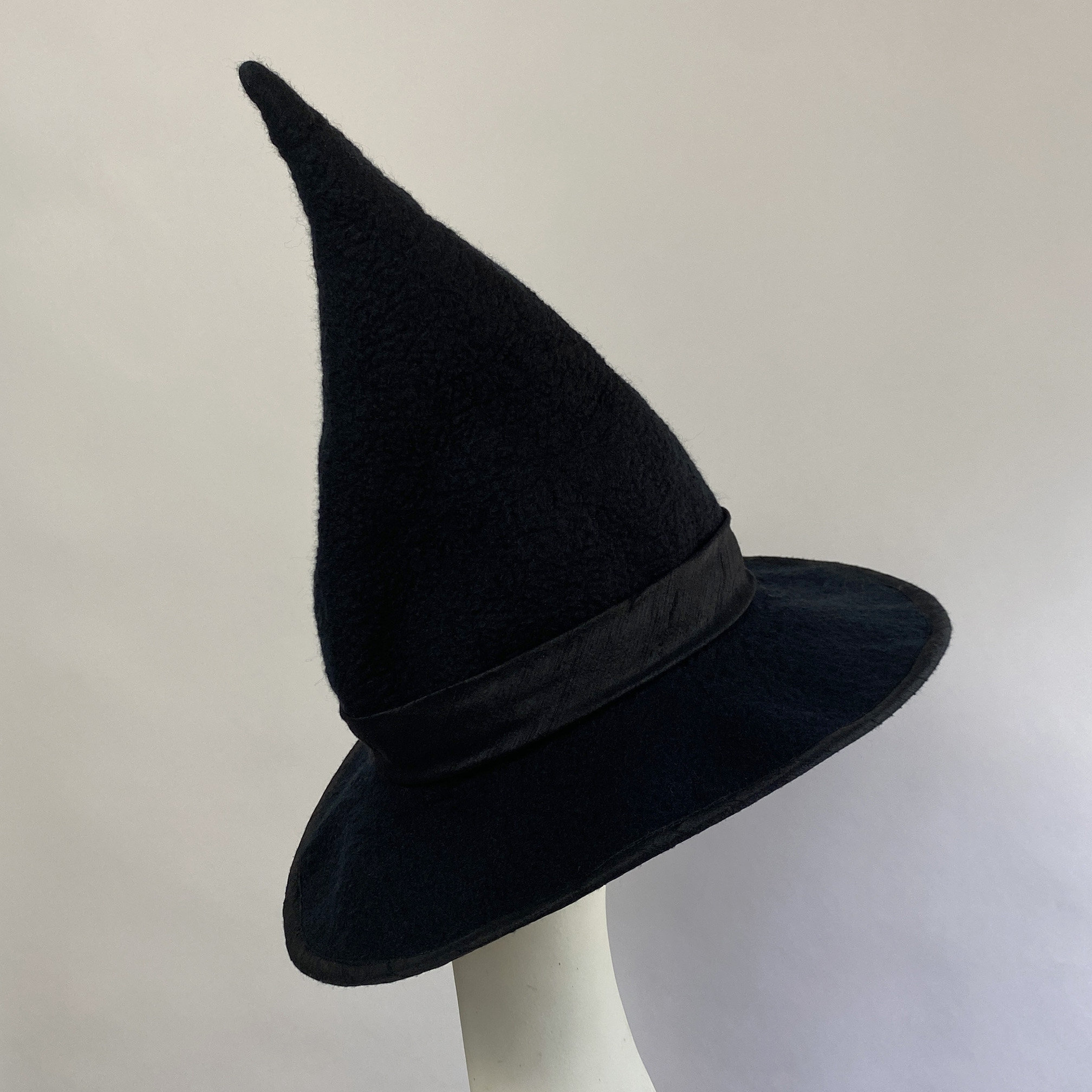 Soft Pointy Black Wizard or Witch Hat- Hand Felted Merino  display picture 1