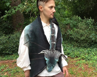 Large Dragon wrap -Hand Felted Merino Wool