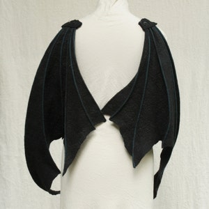 Black Dragon Wings - Hand Felted Merino Wool Wings - Wings Only image 4