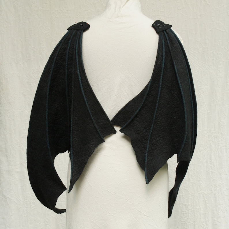Black Dragon Wings - Hand Felted Merino Wool Wings - Wings Only image 4
