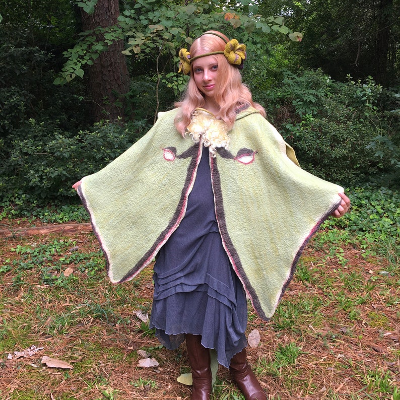 Luna Moth Cape Hand Felted Merino Wool Wings image 2