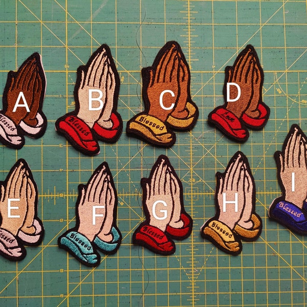Clearance Names...Praying Hands Patch/appliques (slightly irregular)(Blessed on cuff)