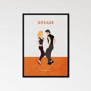 Póster minimalista de Grease / Impresión alternativa de la película musical de culto de los años 70
