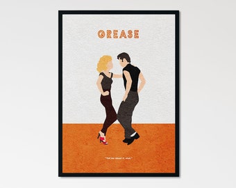 Grease Minimalist Poster / Alternative Movie Print of 70s Cult Musical Film