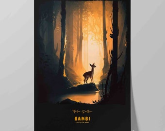 Bambi, a Life in the Woods Book Cover Poster | Art Print of Felix Salten Novel | Literary Art | Literature Wall Art | Bookish Poster