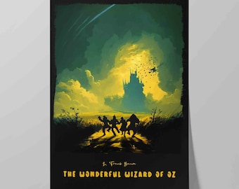 The Wonderful Wizard of Oz Book Cover | Poster of L. Frank Baum Novel | Literary Print | Literature Poster | Bookish Gift | Wall Art Print