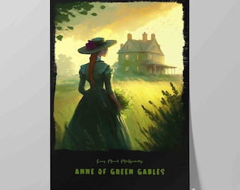 Anne of Green Gables Book Cover Poster | Contemporary Design of Lucy Maud Montgomery Novel | Literature Wall Art Print | Literary Art