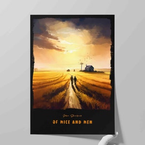Poster di copertina del libro Uomini e topi / Design contemporaneo del libro di John Steinbeck / Arte letteraria / Poster letterario / Stampa artistica da parete libresca