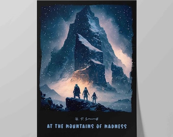 At the Mountains of Madness Book Cover Poster | Contemporary Design of H. P. Lovecraft Novella | Literature Wall Art Print | Literary Gift