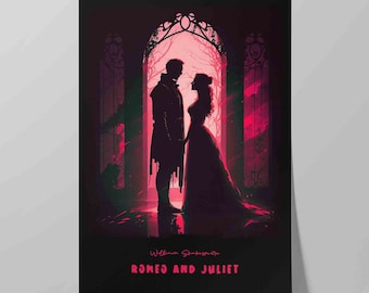 Romeo and Juliet Book Cover Art | Print of William Shakespeare Play | Literary Art | Literature Wall Art Poster | Bookish Poster
