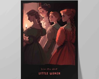 Affiche de couverture de livre de petites femmes | Design contemporain de Louisa May Alcott Novel | Impression d'art mural de littérature | Art littéraire | Cadeau livresque