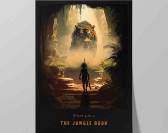 Book Cover of The Jungle Book | Poster of Rudyard Kipling Book | Literary Print | Literature Poster | Bookish Gift | Wall Art Print