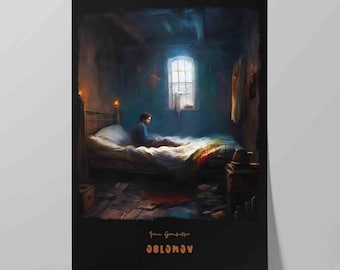 Oblomov Book Cover Poster | Contemporary Design of Ivan Goncharov Novel | Literary Art | Literature Poster | Bookish Wall Art Print
