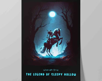 The Legend of Sleepy Hollow Book Cover | Poster of Washington Irving Story | Literary Print | Literature Poster | Bookish Wall Art Print