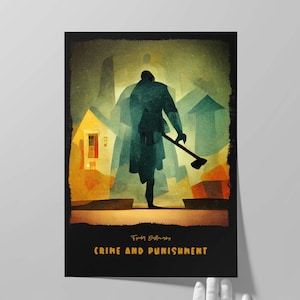 Póster de portada del libro Crimen y castigo / Diseño alternativo de la novela de Fiódor Dostoievski / Arte literario / Arte mural literario / Regalo literario