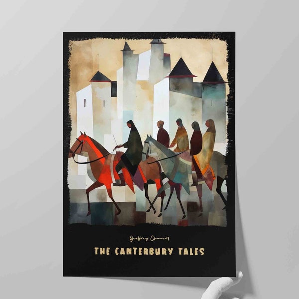 Book Cover The Canterbury Tales | Poster for Geoffrey Chaucer Book | Literary Art | Literature Poster | Bookish Gift | Wall Art Print