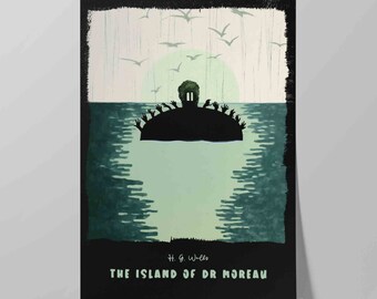 L'île du docteur Moreau Couverture de livre | Affiche du livre de H. G. Wells | Impression littéraire | Littérature Art | Cadeau livresque | Affiche de livre