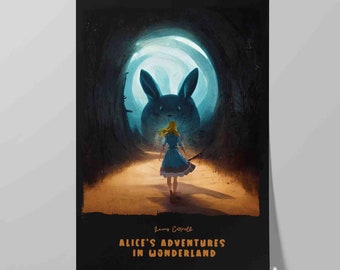 Aventures d'Alice au pays des merveilles affiche de couverture de livre | Impression d'art du roman de Lewis Carroll | Art littéraire | Art mural Littérature