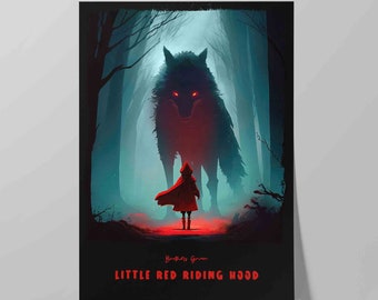Little Red Riding Hood V2 Book Cover Poster | Art Print of Brothers Grimm Fairy Tale | Literary Art | Literature Wall Art | Bookish Poster