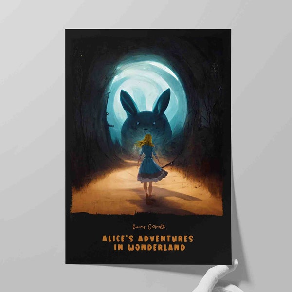 Alice's Adventures in Wonderland Book Cover Poster | Art Print of Lewis Carroll Novel | Literary Art | Literature Wall Art