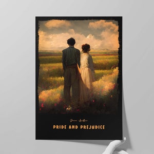 Poster di copertina del libro "Orgoglio e pregiudizio" / Design alternativo del romanzo di Jane Austen / Arte murale letteraria / Regalo per gli amanti dei libri / Poster letterario