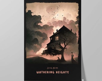 Plakat na okładkę książki Wuthering Heights | Alternatywny projekt powieści Emily Bronte | Sztuka literacka | Prezent literacki | Sztuka ścienna Bookish