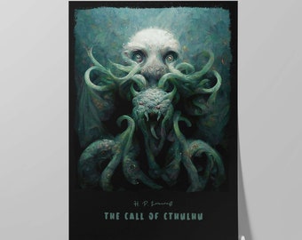 The Call of Cthulhu Book Cover Poster | Alternative Design of Lovecraft's Story | Literary Art | Literature Wall Art | Bookish Print Gift