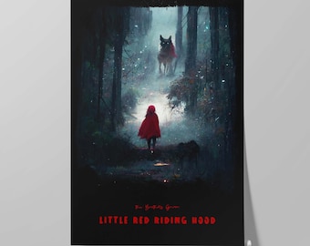 Little Red Riding Hood Book Cover Poster | Alternative Design of the Brothers Grimm's Fairy Tale  | Literary Wall Art | Book Lover Gift