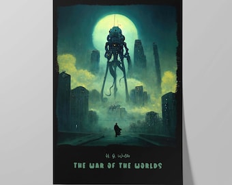 The War of the Worlds Book Cover Design | Alternative Poster of H. G. Wells Novel | Gift for Book Lovers | Literature Print | Bookish Poster