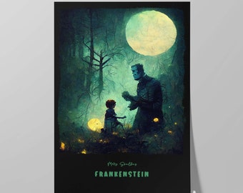 Frankenstein Book Cover Poster | Alternative Design of Mary Shelley's Novel | Literary Art | Literature Wall Art | Bookish Gift