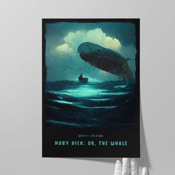 Moby Dick Buchhülle Poster | Alternatives Design von Herman Melville Roman | Literarische Wandkunst | Buchliebhaber Geschenk | Literatur Poster